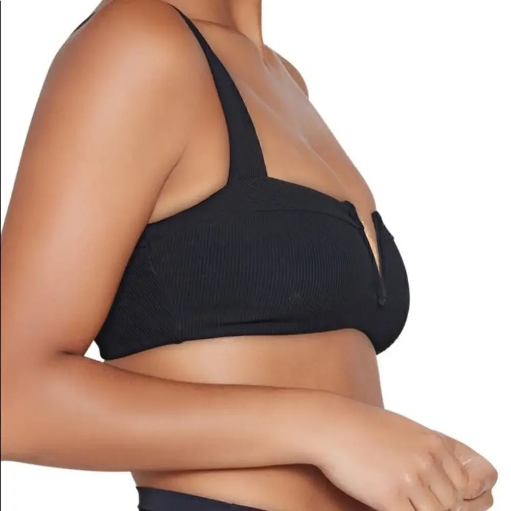 L Space Pointelle Rib Lee‎ Lee Bikini Top Black Size Small NWOT